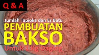 JUMLAH TAPIOKA DAN ES BATU DALAM PEMBUATAN BAKSO UNTUK 1 KG DAGING [upl. by Justine]