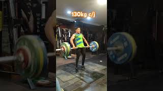 130kg cj motivation weighlifting weightlifter olympics gymlife gymshorts power indian gym [upl. by Elleahcim]