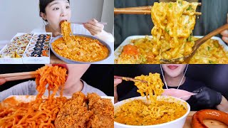 ASMR Best Creamy Spicy Noodles Mukbang No Talking Eating Compilation [upl. by Aztin]