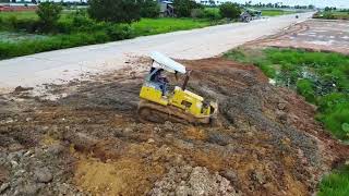 Start New Project Pour soil to clear the lake  Lotus  water  Using Mitsubishi BD2 G2 amp Dump truck [upl. by Auerbach]