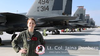 Meet USAF Female F15E Fighter Pilot Commander Lt Col Jaina Donberg at Ex Anatolian Eagle 2019 [upl. by Neumeyer]