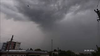 Gewitter beendet Hitzewelle in Wien 24082018 thunderstorm cloud lightning [upl. by Oniratac]