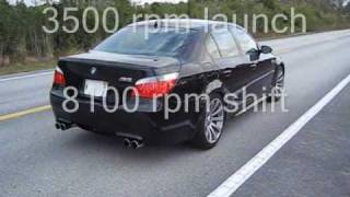 BMW M5 V10 E60 6 speed Launches  Burnouts  Road Test TV ® [upl. by Yrtneg]