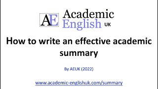 How to write an effective academic summary [upl. by Haianeb]