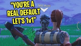 cocky little kid 1v1s me cause he thinks im a real default skin on Fortnite [upl. by Anana]