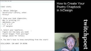 How To Create Your Poetry Chapbook in InDesign  PT 1 [upl. by Annerol]