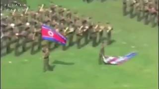 Kim Jong Un tertawa bendera Amerika Di injakinjak Tentaranya JejakaPaten [upl. by Dougall758]