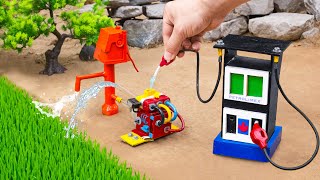 diy mini tractor making mini diesel engine water pump for rice agriculture [upl. by Nitsreik636]