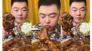 ASMR MUKBANG  Stewed Pork BackBone with Sticky Rice EATING [upl. by Attenna]