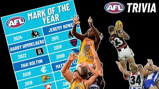 Every AFL Mark of the Year AFL Trivia [upl. by Daffi]