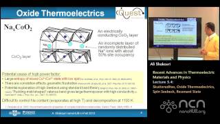 nanoHUBU Thermoelectricity L54 Recent Advances  Skutterudites Oxide Thermoelectrics etc [upl. by Leduar775]