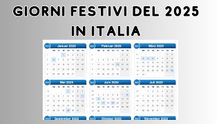 Le festività nel calendario 2025 [upl. by Corydon]