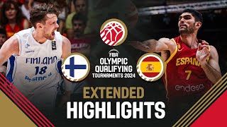 SemiFinals Finland 🇫🇮 vs Spain 🇪🇸  Extended Highlights  FIBA OQT 2024 Spain [upl. by Schou]