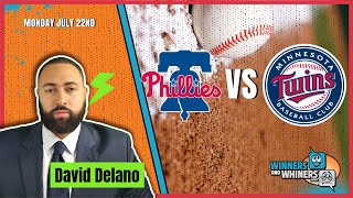 Monday Free Betting Pick Phillies vs Twins 72224 MLB Prediction from David Delano [upl. by Witty]