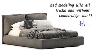 bed modeling in 3d max for the market 3dsky 3dbaza with all tricks and without censorship part1 [upl. by Adnaw]