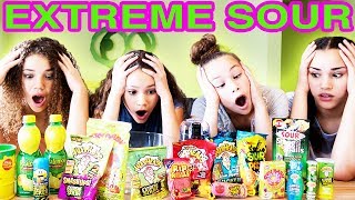 SOUREST GUMMY DRINK IN THE WORLD CHALLENGE Warheads Toxic Waste Smoothie Haschak Sisters [upl. by Ellan]