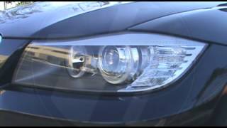 2009 BMW 328i Sedan Headlight BiXenon Retrofit w LED Angel Eyes and Switchback Signals [upl. by Enywtna826]