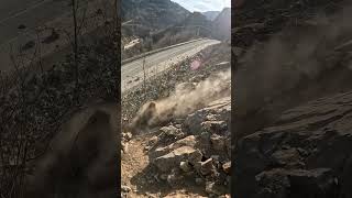 Clearing Hazardous Loose Rocks for Road Safety rockfall rockslide [upl. by Hardden]