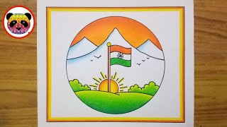 Independence Day Drawing Easy Steps  Independence Day Drawing For Beginners  Independence Day [upl. by Yalahs]