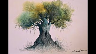 Watercolor painting tutorial  How to paint a Tree [upl. by Ky]