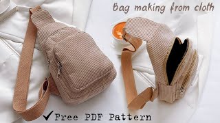 DIY Sling Backpack Sewing from Cloth 🙌 Bag Making at Home [upl. by Nolram]