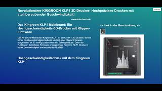 Revolutionärer KINGROON KLP1 3D Drucker Hochpräzises Drucken mit atemberaubender Geschwindigkeit [upl. by Atneciv]