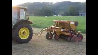 john deere 5525 with haybuster notill seed drill model 107 [upl. by Nnyrb]