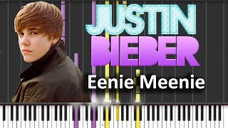 Justin Bieber  Eenie Meenie Piano Tutorial Synthesia  Sheets  MIDI [upl. by Jarad72]