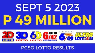 Lotto Result September 5 2023 9pm PCSO [upl. by Ainoet365]