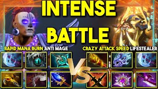 INTENSE HARD CARRY BATTLE  RAPID MANA BURN Anti Mage Vs CRAZY ATTACK SPEED Lifestealer DotA 2 [upl. by Kerad355]