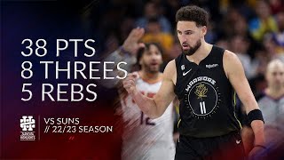 Klay Thompson 38 pts 8 threes 5 rebs vs Suns 2223 season [upl. by Yffub]