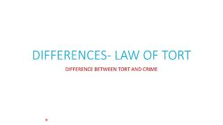 TORT LAW DIFFERENCE BETWEEN TORT AND CRIME [upl. by Leveroni]