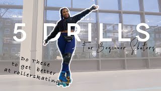 5 Drills for beginner roller skaters  Improve at skating fast [upl. by Odraude]