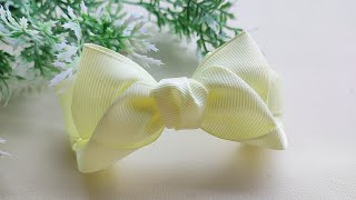 DIY RIBBON BOW HOW TO MAKE SIMPLE SATIN BOW diy tutorial trending [upl. by Aicillyhp]