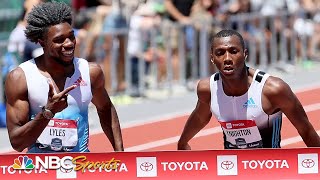 Lyles vs Knighton 200m showdown comes down to the line maybe starts beef  NBC Sports [upl. by Akemed672]