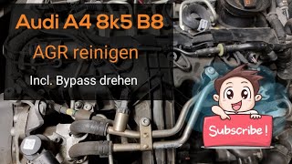 AGR reinigen Inc Drosselklappe Bypass Rohr Audi a4 8k5 B8 sowie Luftzufuhr reinigen Fehler P040100 [upl. by Skyla]