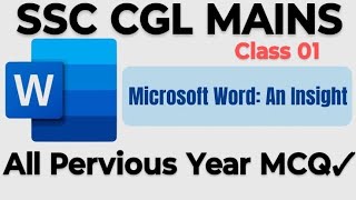 MS Word Class 01 Computer Classes For SSC CGL MAINS 2024 [upl. by Lars526]