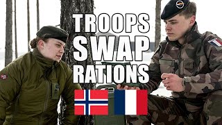 French 🇫🇷 and Norwegian 🇳🇴 soldiers swap mealsreadytoeat rations 🍽 [upl. by Ozzie]