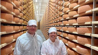 Making Gruyère cheese in Switzerland and Cheese Cave Tour [upl. by Asillim]