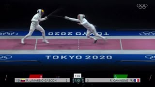 Epee Fencing  Strategies  Fleche  Limardo G vs Cannone R [upl. by Freedman]