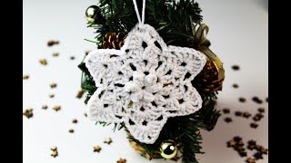 Gwiazdka śnieżynka na szydełku szydełkowe ozdoby choinkowe Crochet star christmas snowflake [upl. by Tybi525]