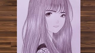 How to draw anime girl step by step  Anime girl drawing for beginners  Pencil sketch of anime girl [upl. by Errehs453]