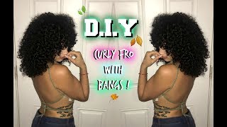 DIY EASY Curly Wig With Bangs No Sew   Ali Julia Hair [upl. by Lilaj]