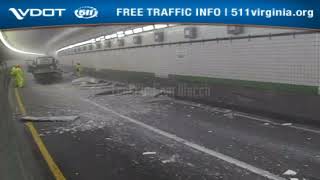 Overheight Truck Hits amp Severely Damages Downtown Tunnel In PortsmouthNorfolk Virginia [upl. by Aikemet]