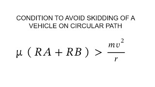 condition to avoid skidding motion on circular path [upl. by Janeta348]