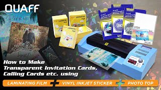 How to Make Transparent Invitation Cards using Laminating Film Vinyl Sticker Photo Top [upl. by Yokum837]