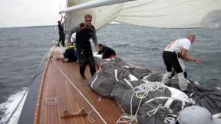 Spinnaker takedown onboard the J Class Yacht Hanuman [upl. by Wolfram]