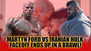 Martyn Ford vs Iranian Hulk faceoff ends up in a BRAWL [upl. by Netsirhk647]