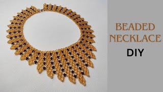 DIY how to make a beaded necklace tutorial gold bead necklace diy [upl. by Kimon]