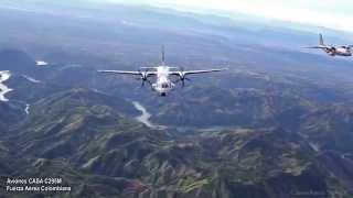 Aviones CASA C295M de la Fuerza Aérea Colombiana en vuelo en formación [upl. by Eirok]